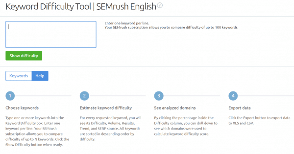 keyword difficulty tool semrush