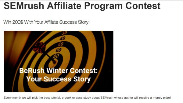 semrush affiliate program contest berush